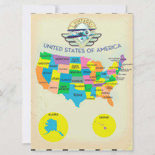 Carte des États-Unis d'Amérique de style vintage