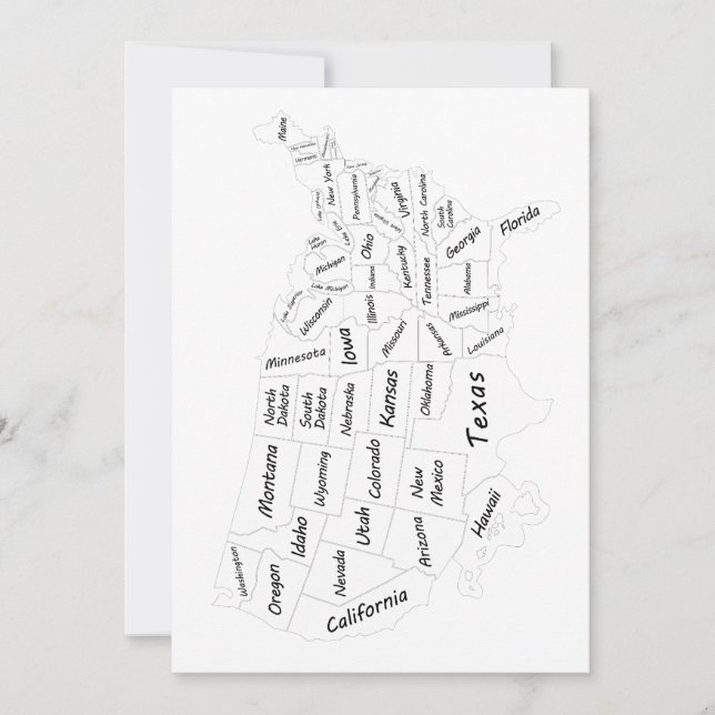 Carte des États-Unis noir et blanc  (Devant)