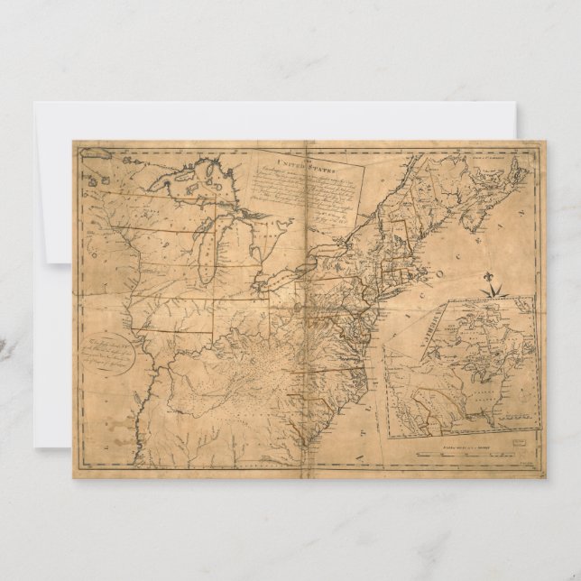 Carte des États-Unis selon le Traité de Paris (Devant)