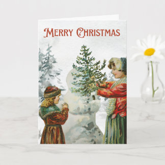 Carte Des filles victoriennes construisent un bonhomme d