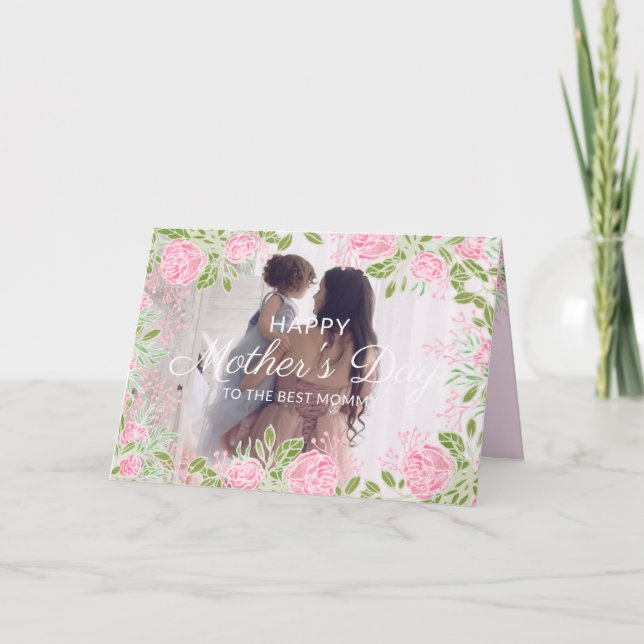 Carte Des fleurs de roses roses rendent hommage à la fêt (Devant)