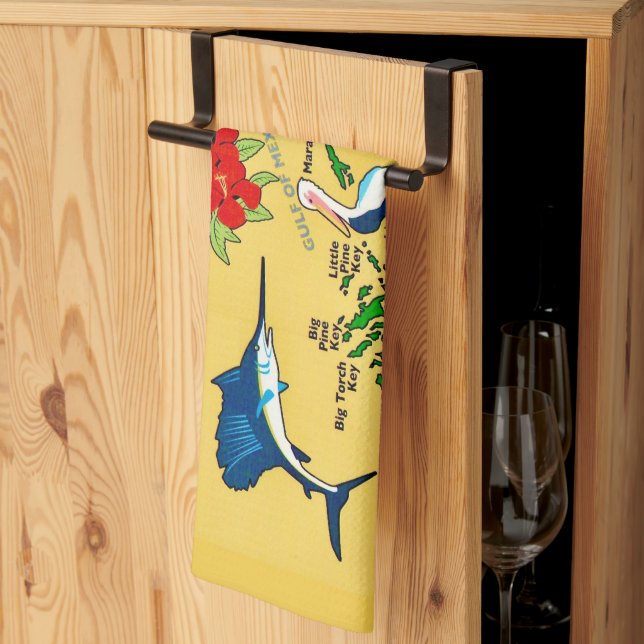 Carte des Florida Keys Serviette de cuisine (Pliage en tiers)