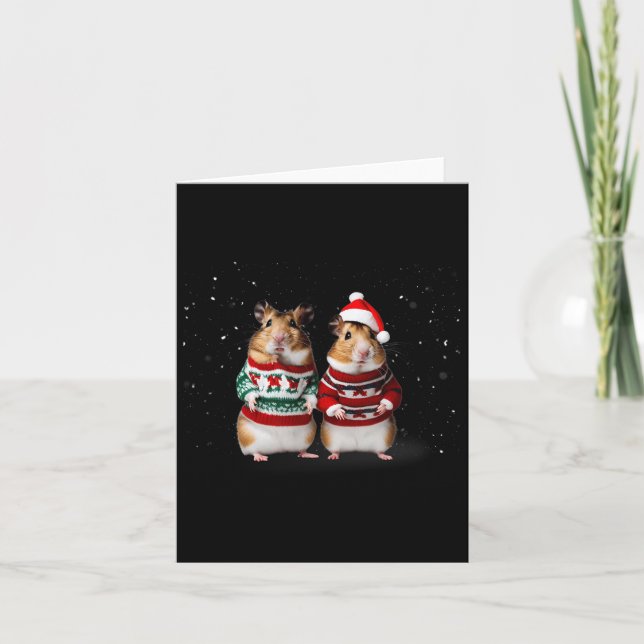 Carte Des Hamsters Mets À La Journée De La Neige À Noël (Devant)