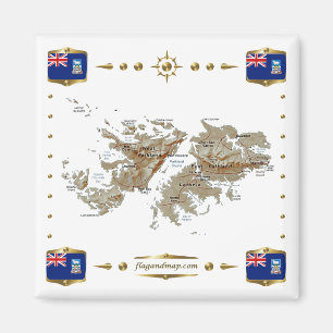Carte des îles Falkland + Magnet des drapeaux