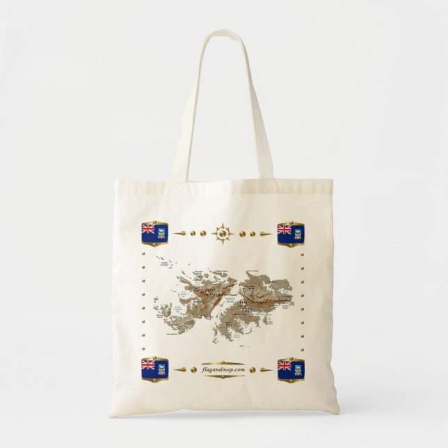 Carte des îles Falkland + Sac à drapeaux (Devant)