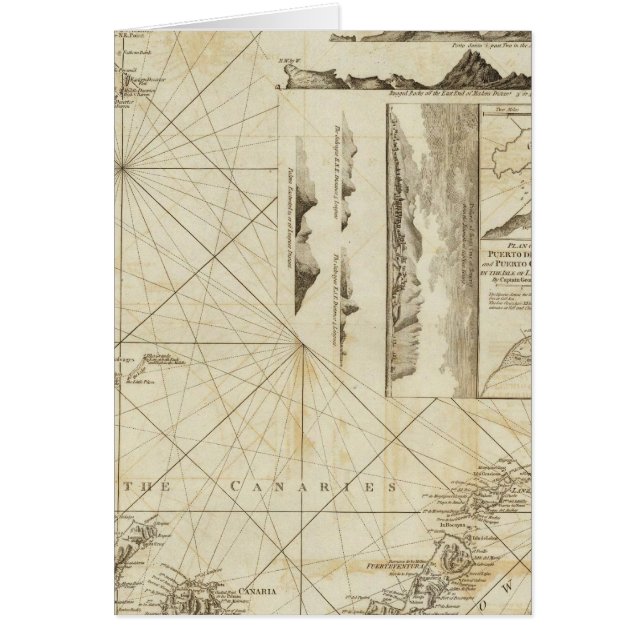 Carte des îles Maderas et Canaries (Devant)