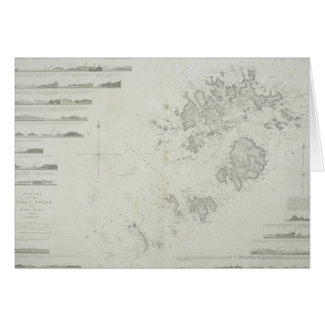 Carte des îles Scilly en Grande-Bretagne (Devant horizontal)