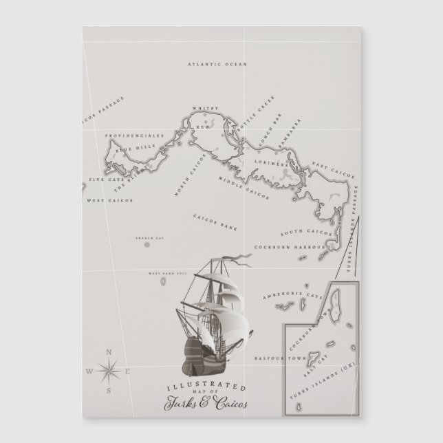 Carte des îles Turques et Caïques (Devant)