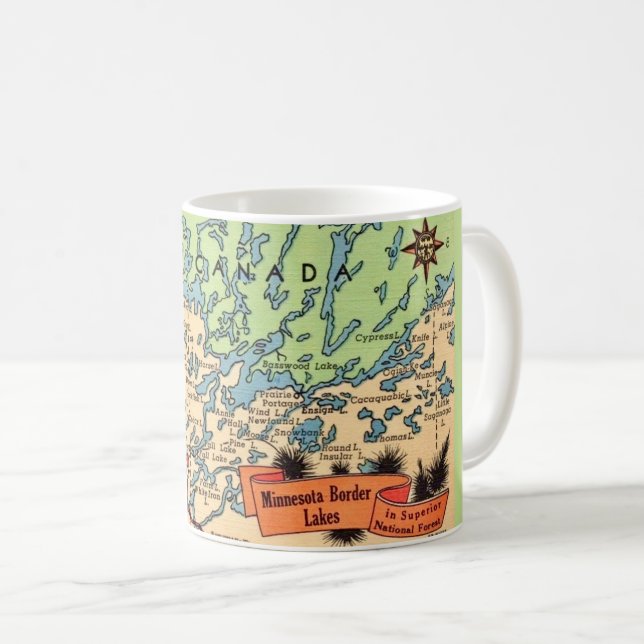 Carte des lacs frontaliers du Minnesota sur un mug (Devant droit)