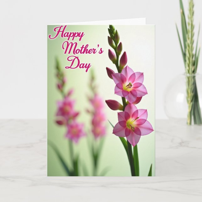 Carte des mamans à fleurs roses (Devant)