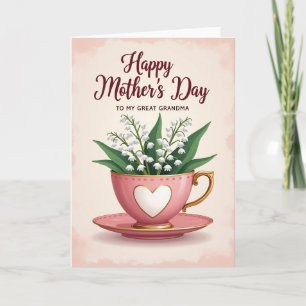 Carte des mamans à la tasse de thé fleurie douce
