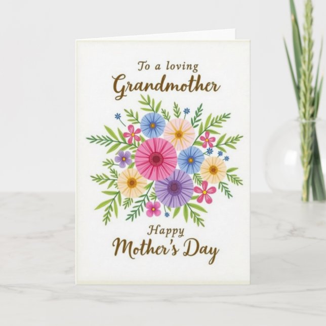 Carte des mamans aux fleurs joyeuses (Devant)