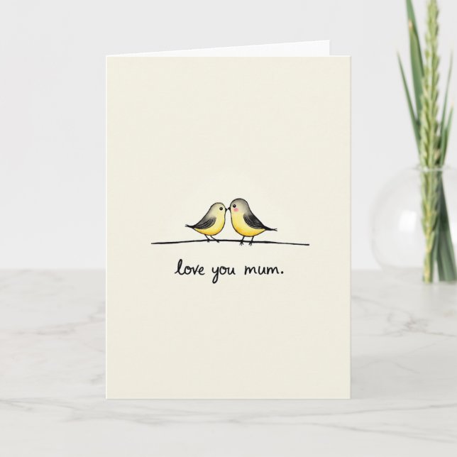 Carte des mamans qui aiment les oiseaux rougissant (Devant)