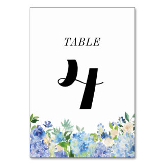 Carte des numéros de table Blue Hydrangea - Tablea