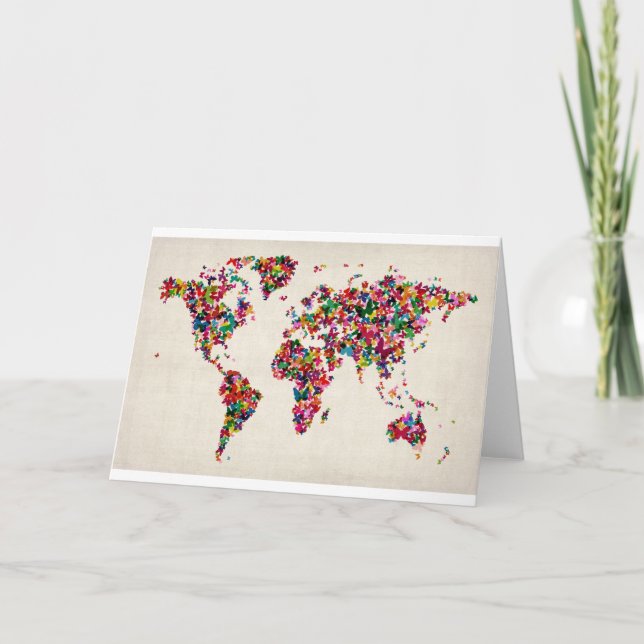 Carte des papillons de la carte du monde (Devant)