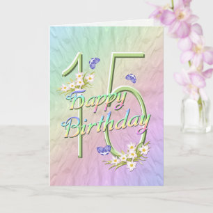 Carte des papillons et fleurs du 15e anniversaire