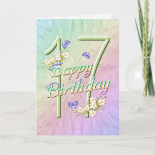 Carte des papillons et fleurs du 17e anniversaire