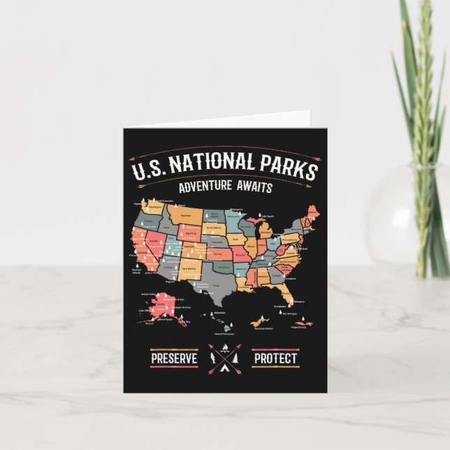 Carte des parcs nationaux des États-Unis Préserver (Devant)