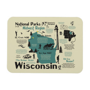 Carte des parcs nationaux du Wisconsin Magnet