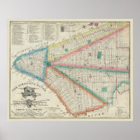 Carte des pompiers de New York en 1834 - Poster Vi