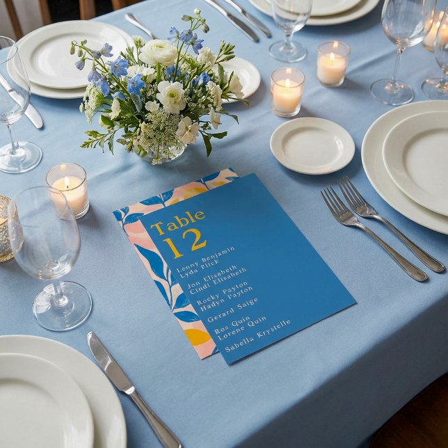 Carte des sièges de la table de lithographie feuil (Modern Leafy Lithograph table number seating chart.)