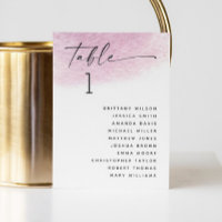 Carte des sièges mariages pastel rose pâle