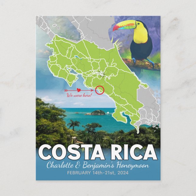 Carte des souvenirs de lune de miel Costa Rica (Devant)