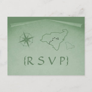 Carte des trésors Carte postale RSVP, Vert