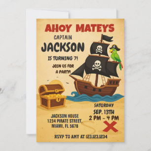 Carte des trésors de pirates modifiables Invitatio