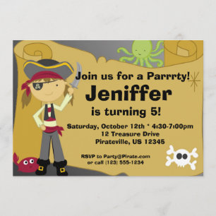 Carte des trésors des pirates filles Invitation à