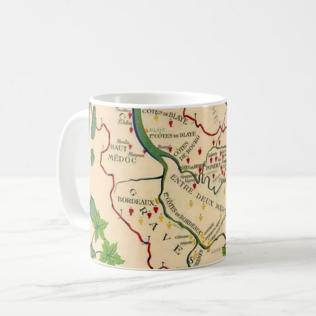 Carte des vins de Bordeaux France Mug (Devant gauche)