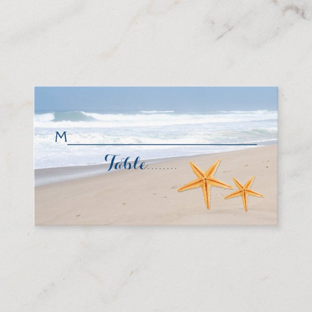 Carte d'escorte de mariage de plage d'été Starfish (Devant)