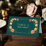 Carte d'escorte de mariage enchantée dans le jardi<br><div class="desc">Ce design élégant, fantaisiste et Imaginaire enchanté de jardin floral est parfait pour une fête sur le thème de la forêt enchantée ou une fête du jardin. Ce design présente des éléments floraux roses et oranges dans un cadre de feuilles verts et des accents dorés contre un arrière - plan...</div>