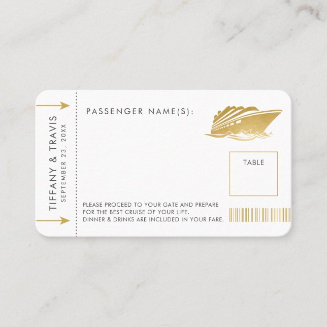 Carte d'escorte Gold Cruise Boarding Pass Place (Devant)