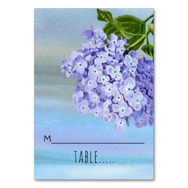 Carte d'escorte mariage à l'aquarelle Hydrangeas (Par défaut)