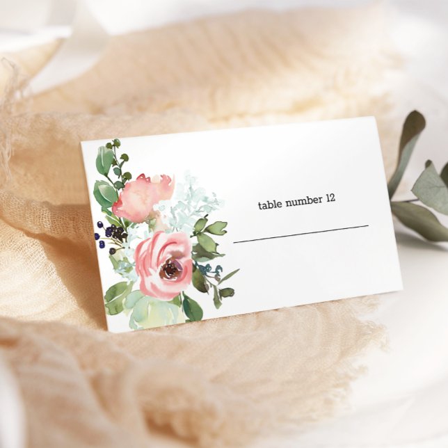 Carte d'escorte Mariage floral Eggshell et Blush (Créateur téléchargé)