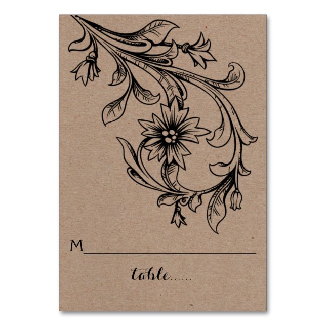 Carte d'escorte pliée mariage en papier Kraft (Par défaut)