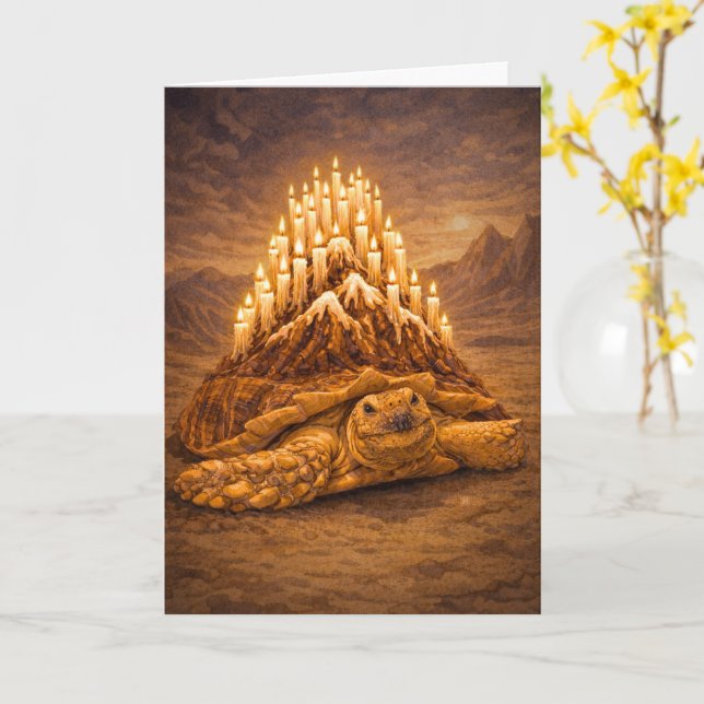 Carte Desert king tortoise birthday cake mountain (Fleur jaune)