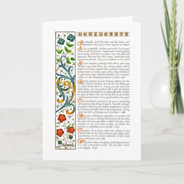 Carte DESIDERATA (Devant)