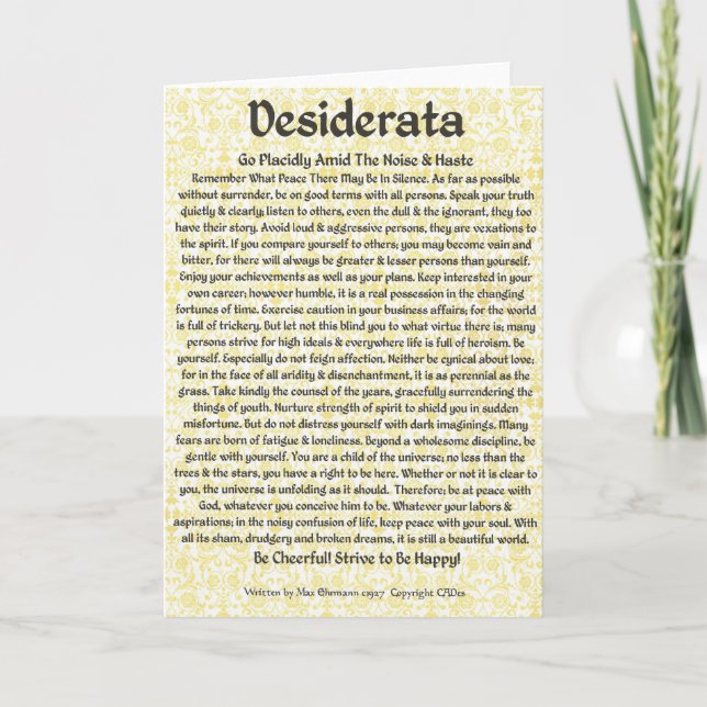 Carte DESIDERATA de style médiéval (Devant)