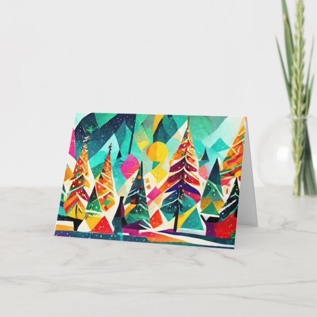 Carte Design coloré des arbres de Noël (Devant)