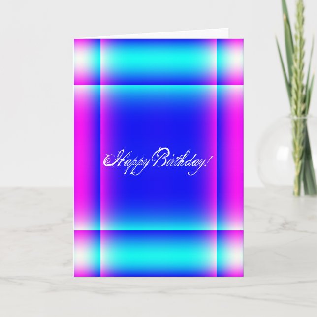Carte Design d'anniversaire Abstrait en rose et bleu (Devant)