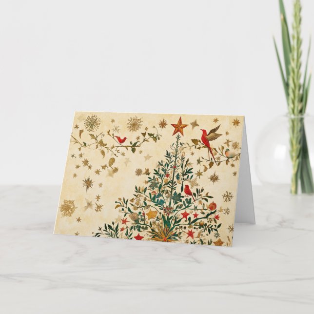 Carte Design d'arbre de Noël or et Parties scintillant (Devant)