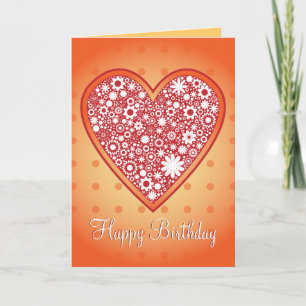 Carte Design de coeur romantique "Joyeux anniversaire"
