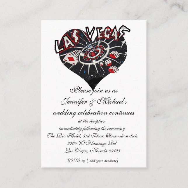 Carte design de la réception de mariage Las Vegas (Devant)