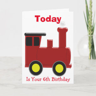 Carte Design de train rouge 6e anniversaire personnalisé