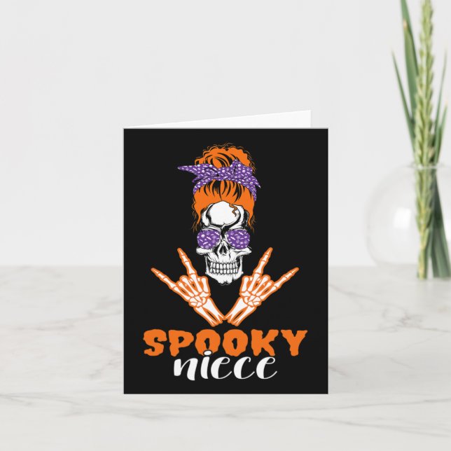 Carte Design éffrayant nièce Pour Halloween Drôle Crâne (Devant)