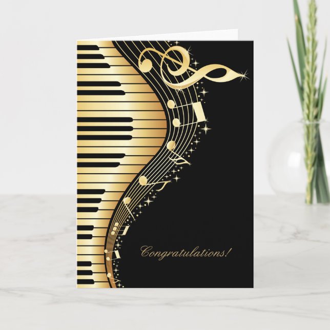 Carte Design Élégant Black And Gold Music Notes (Devant)