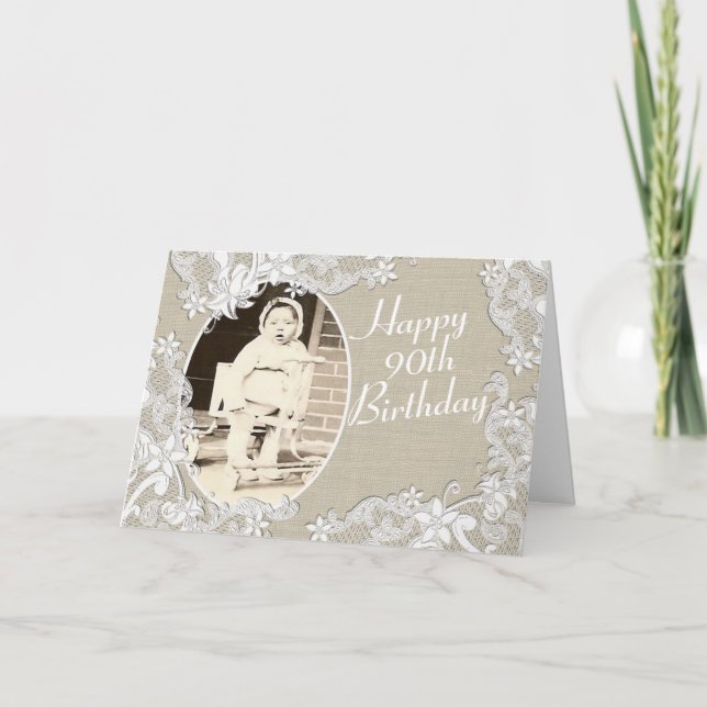 Carte Design en dentelle vintage avec photo (Devant)