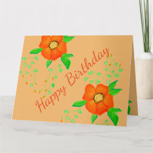 Carte Design floral orange vif